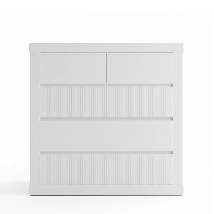 BEXLEY 5 Drawer Wood Chest of Drawers White
