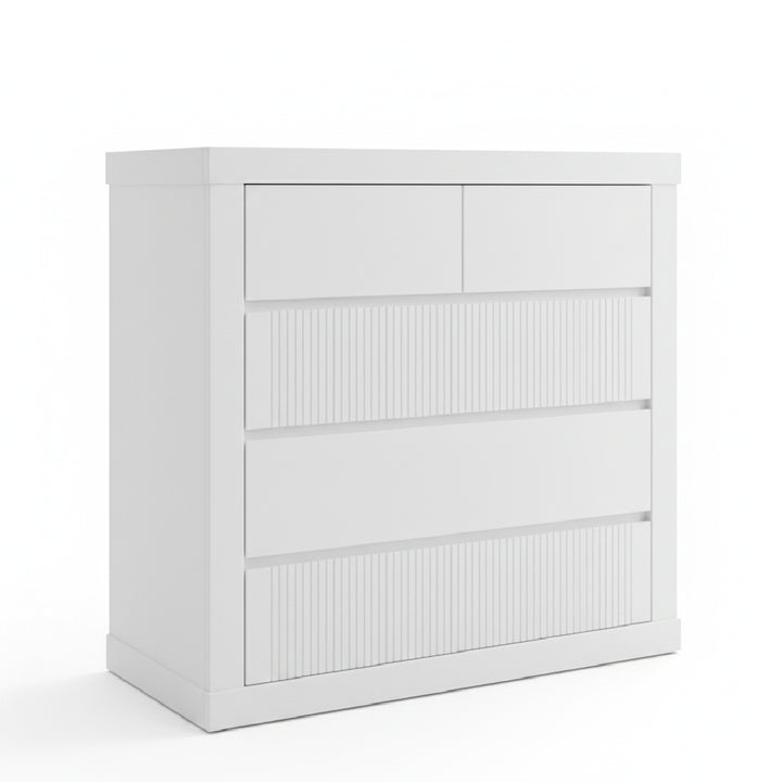 BEXLEY 5 Drawer Wood Chest of Drawers White