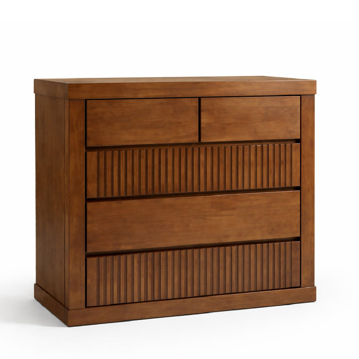BEXLEY 5 Drawer Wood Chest of Drawers Walnut