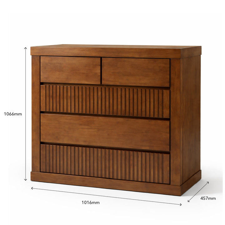 BEXLEY 5 Drawer Wood Chest of Drawers Walnut