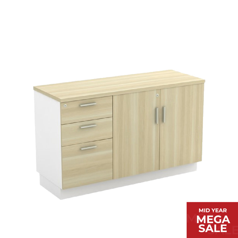 BZEES Low Cabinet with Fixed 2D1F Pedestal & Swinging Door