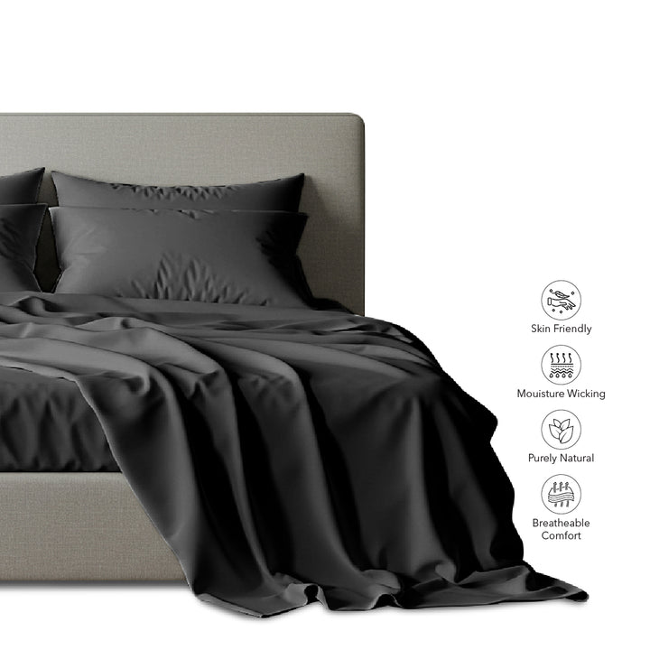 JET BLACK Luxury Egyptian Cotton Bedsheet Set
