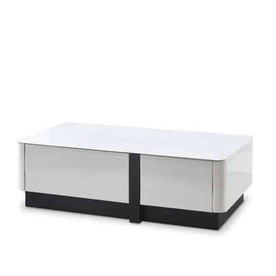 BREY Tempered Glass TV Cabinet & Coffee Table with Shoe Cabinet