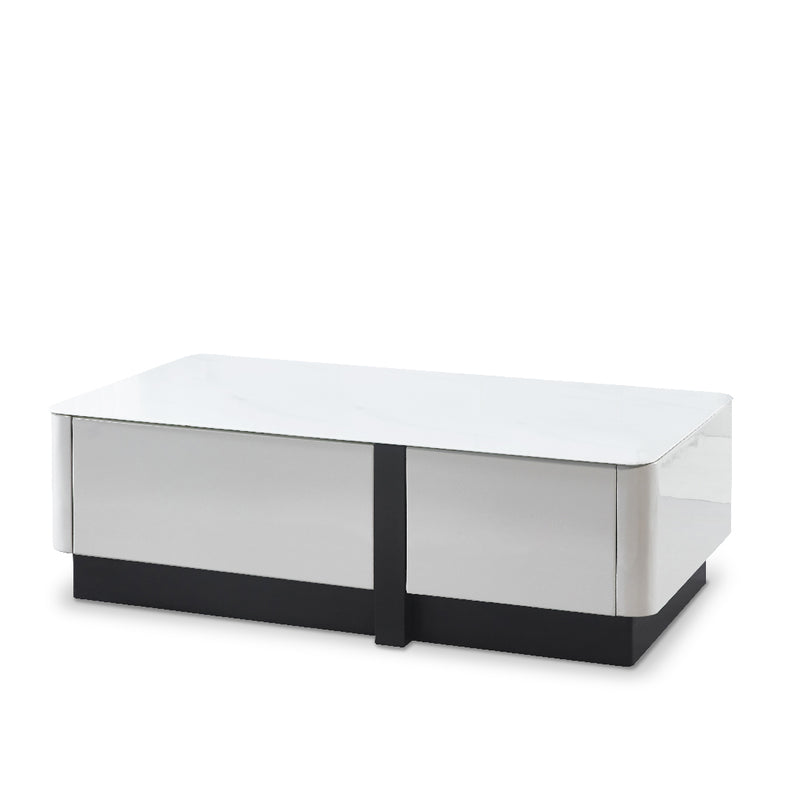 BREY Tempered Glass TV Cabinet & Coffee Table with Shoe Cabinet
