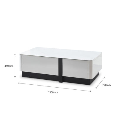 BREY Tempered Glass TV Cabinet & Coffee Table with Shoe Cabinet