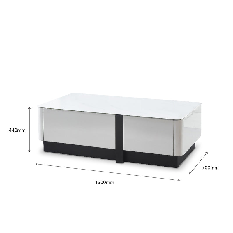 BREY Tempered Glass TV Cabinet & Coffee Table with Shoe Cabinet