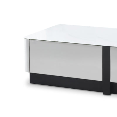 BREY Tempered Glass TV Cabinet & Coffee Table with Shoe Cabinet