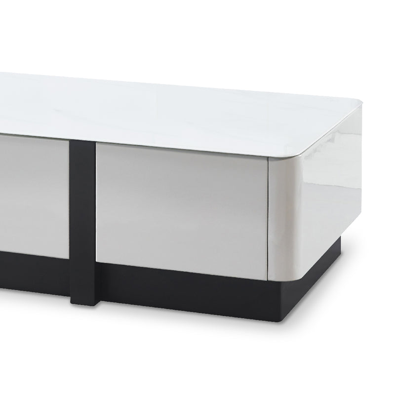 BREY Tempered Glass TV Cabinet & Coffee Table with Shoe Cabinet