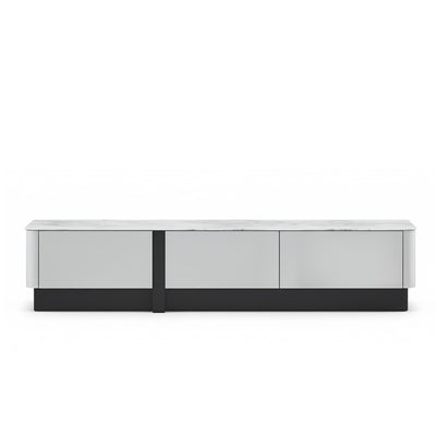BREY Tempered Glass TV Cabinet & Coffee Table with Shoe Cabinet