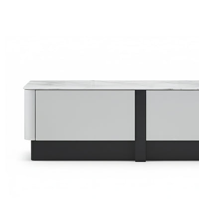 BREY Tempered Glass TV Cabinet & Coffee Table with Shoe Cabinet