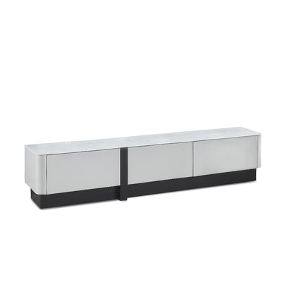 BREY Tempered Glass TV Cabinet & Coffee Table with Shoe Cabinet