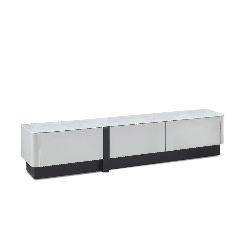 BREY Tempered Glass TV Cabinet & Coffee Table with Shoe Cabinet