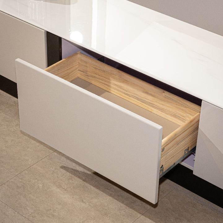 BREY Tempered Glass TV Cabinet and Coffee Table