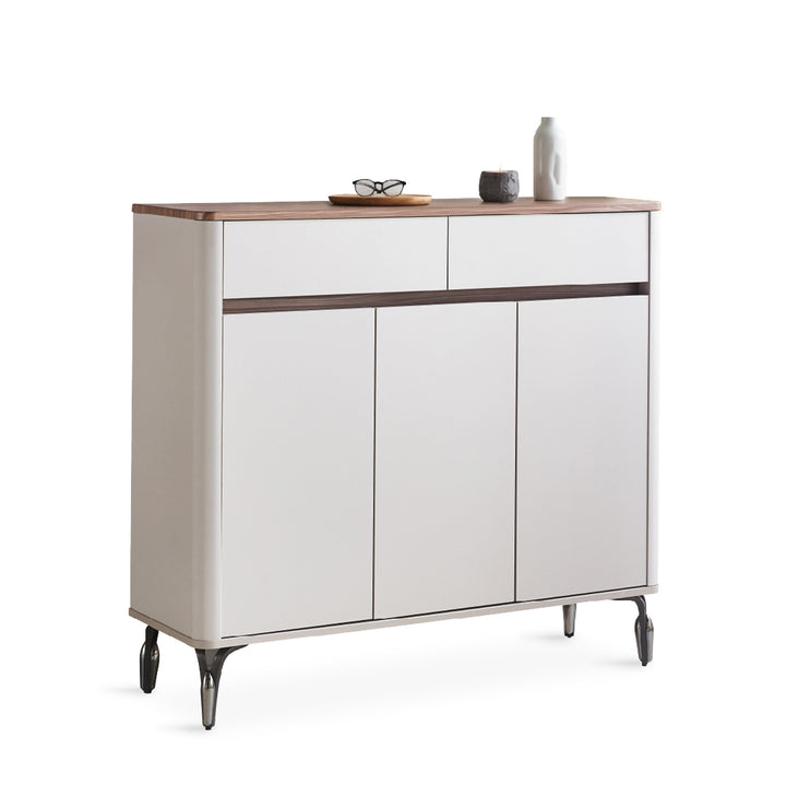 BREY Tempered Glass TV Cabinet & Coffee Table with Shoe Cabinet