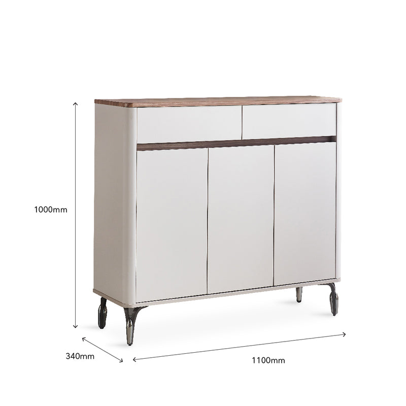 BREY Tempered Glass TV Cabinet & Coffee Table with Shoe Cabinet