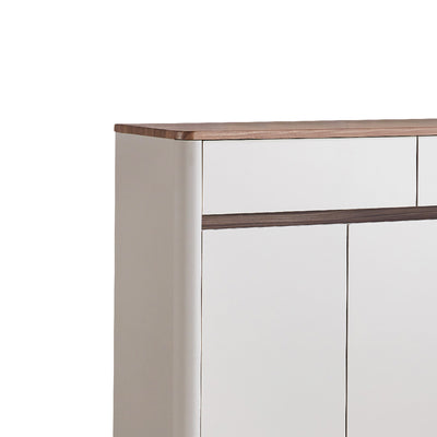 BREY Tempered Glass TV Cabinet & Coffee Table with Shoe Cabinet