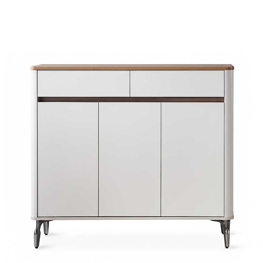 BREY Tempered Glass TV Cabinet & Coffee Table with Shoe Cabinet