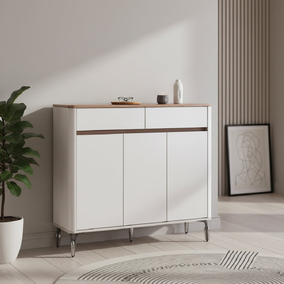 BREY Wood  3 Door Shoe Cabinet