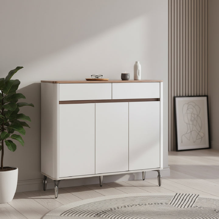 BREY Wood  3 Door Shoe Cabinet