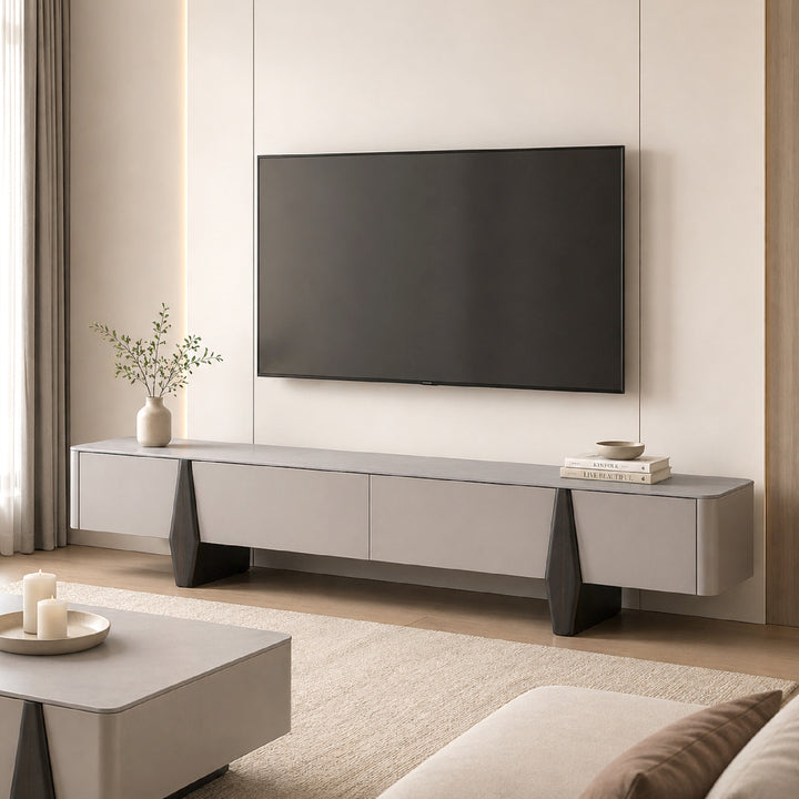BREYAN Tempered Glass TV Cabinet