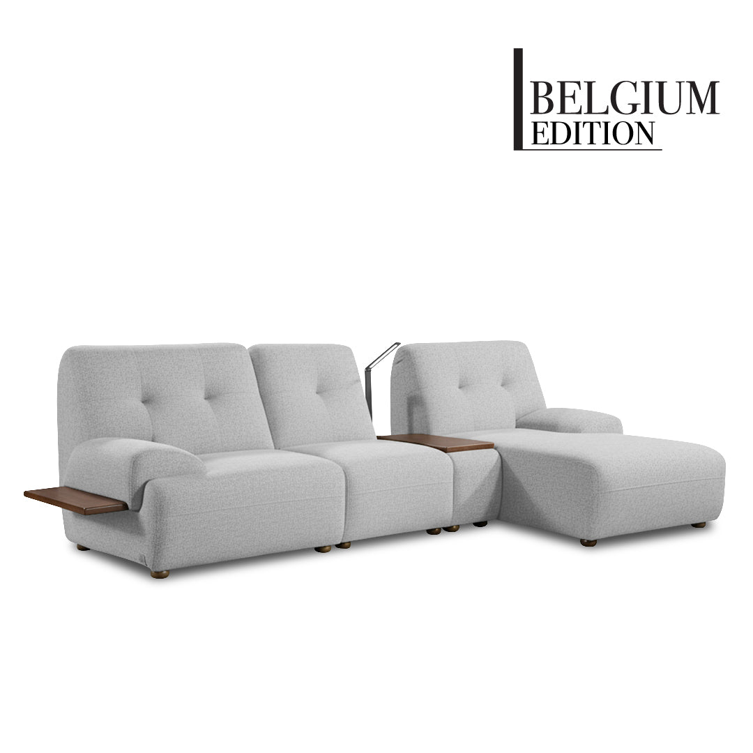 COEY L Shape Sofa with Console Table Pastel Grey