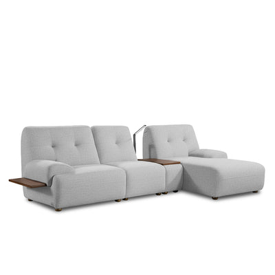 COEY L Shape Sofa with Console Table Pastel Grey