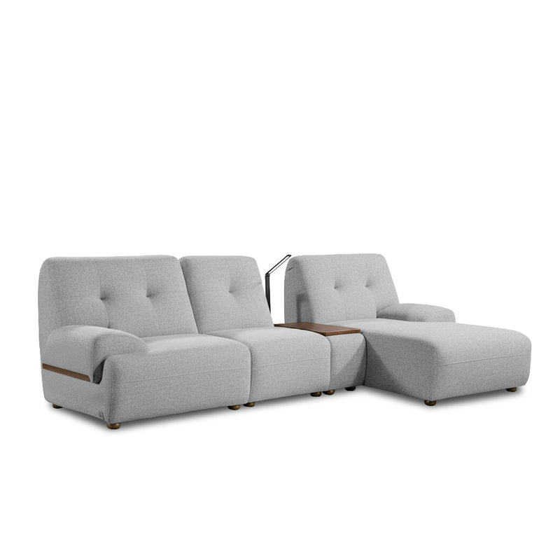 COEY L Shape Sofa with Console Table Pastel Grey