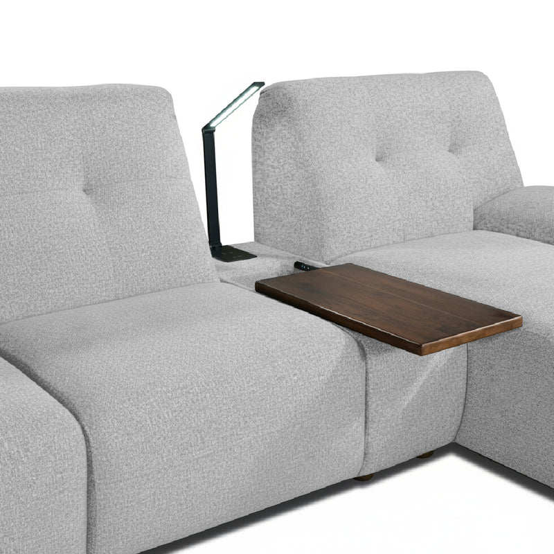 COEY L Shape Sofa with Console Table Pastel Grey