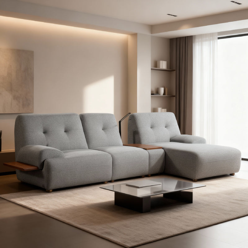 COEY L Shape Sofa with Console Table Dark Slate Grey