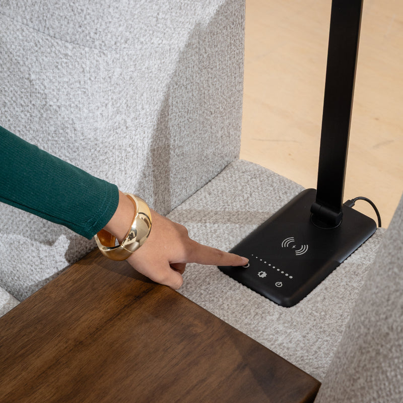 COEY L Shape Sofa with Console Table Dark Slate Grey