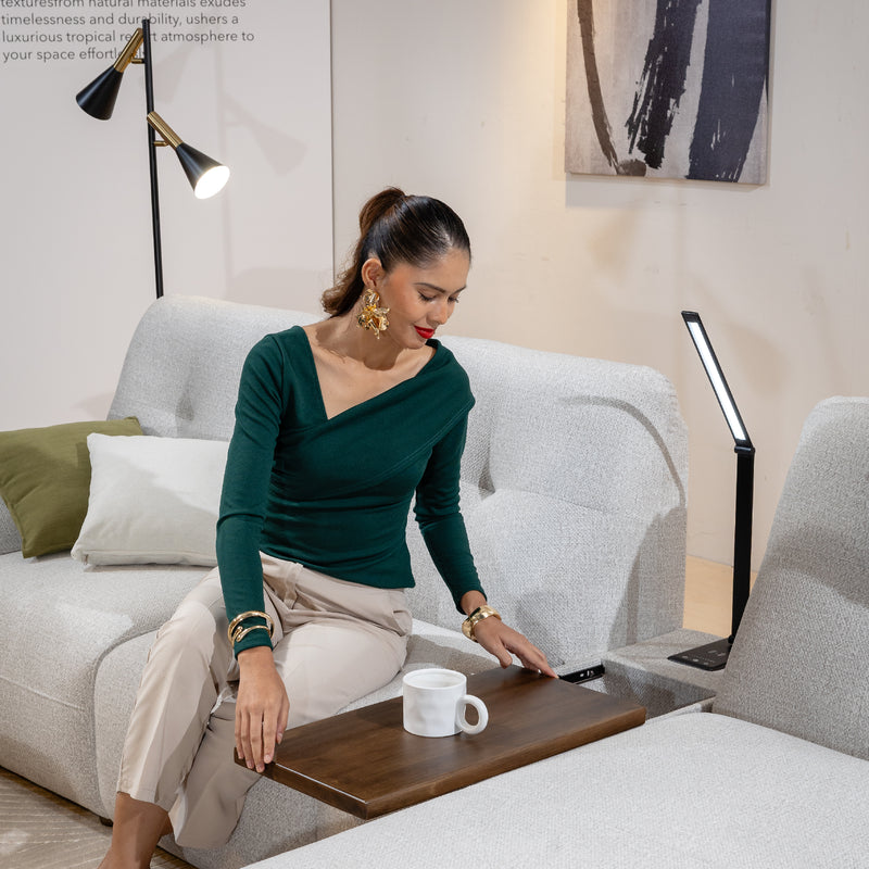 COEY L Shape Sofa with Console Table Dark Slate Grey