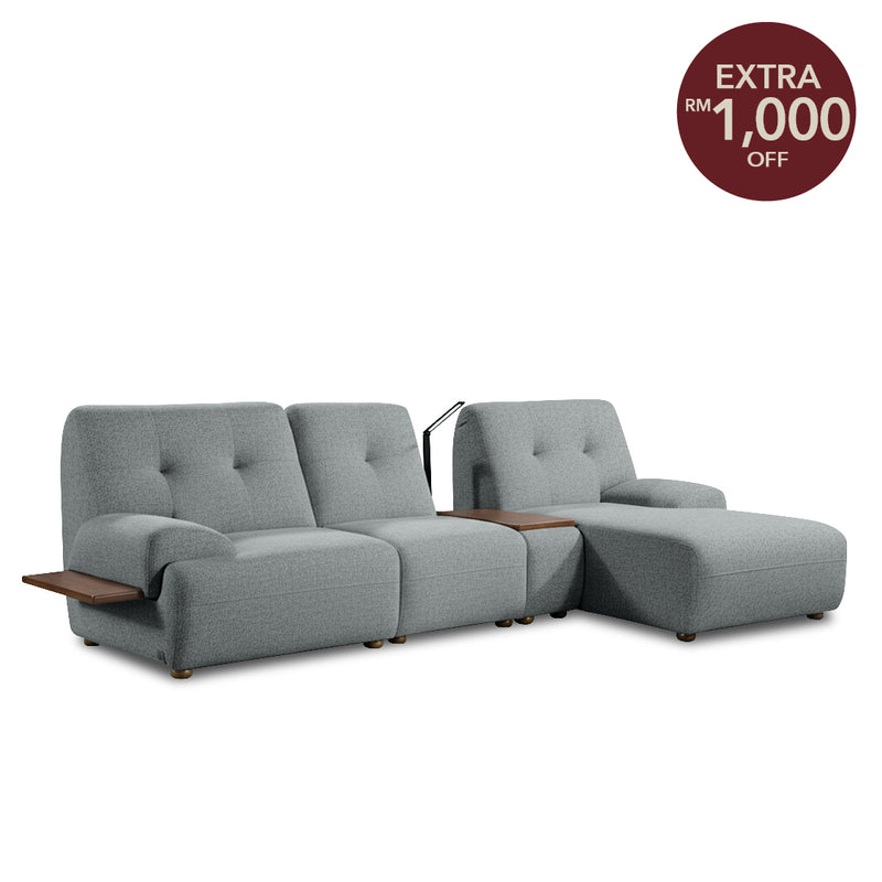 COEY L Shape Sofa with Console Table Dark Slate Grey