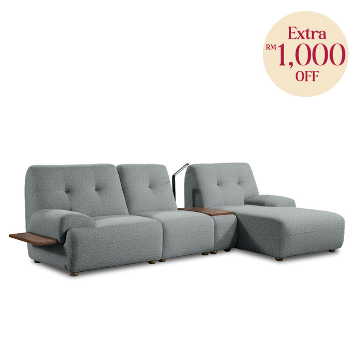 COEY L Shape Sofa with Console Table Dark Slate Grey