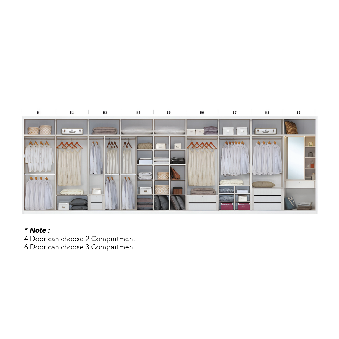 ALABASTER Wardrobe with Side Cabinet & Mirror