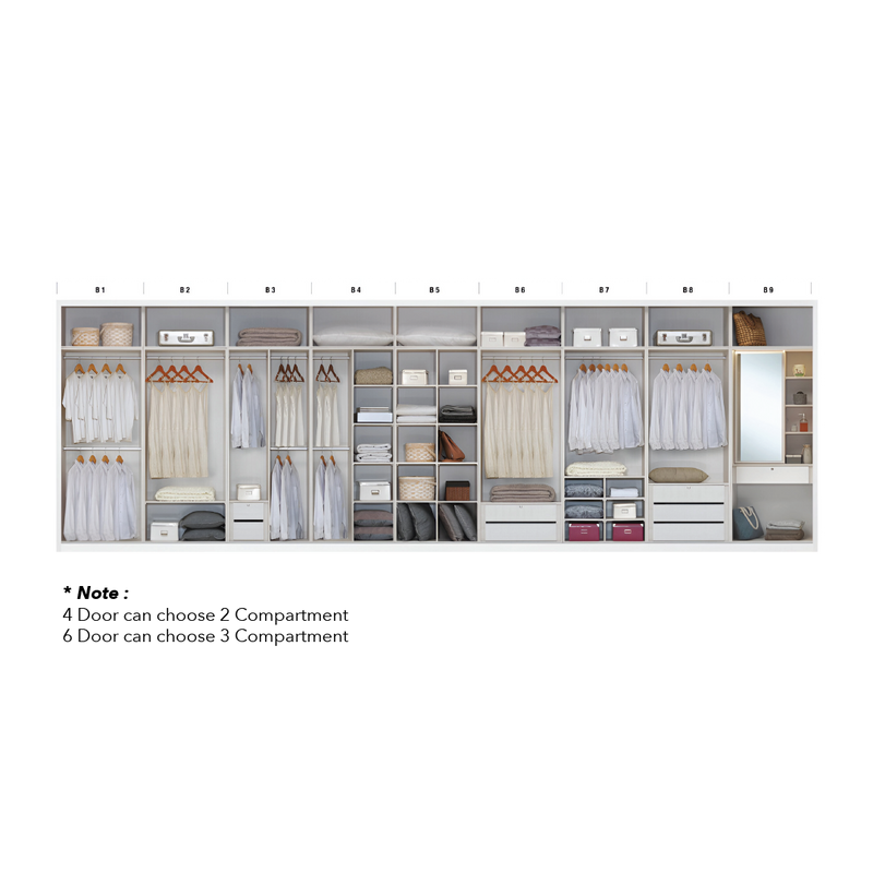 ALABASTER Wardrobe with Side Cabinet & Mirror