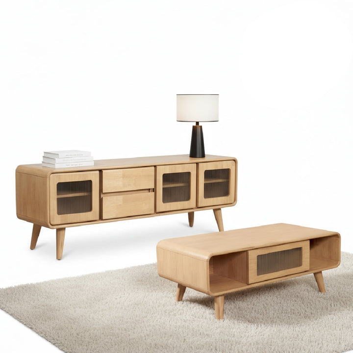 DAFF Wood TV Cabinet with Coffee Table