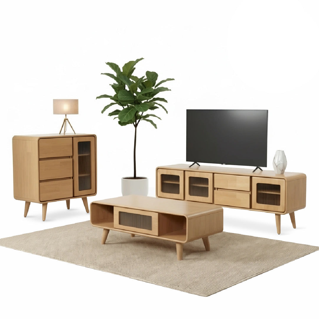 DAFF Wood TV Cabinet & Coffee Table with Multicabinet