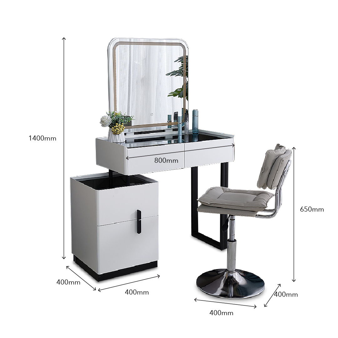 DAIENE LED Mirror Dresser with Chair