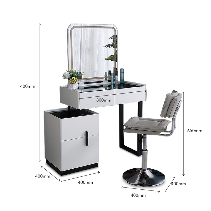 DAIENE LED Mirror Dresser with Chair