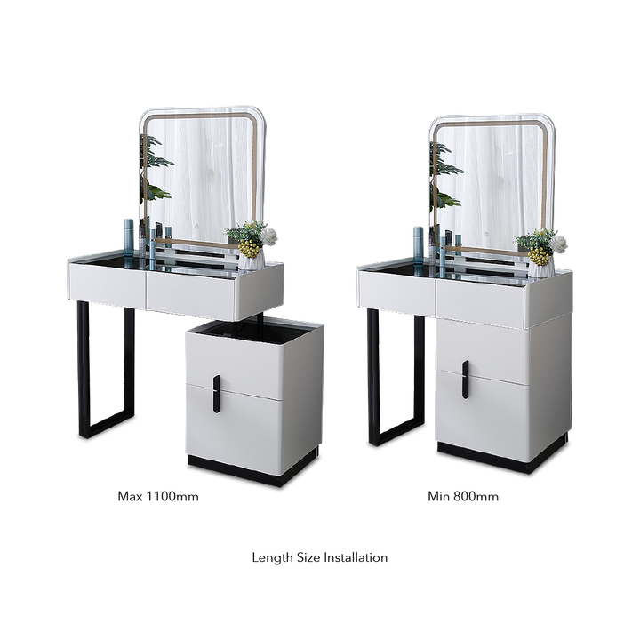 DAIENE LED Mirror Dresser with Chair