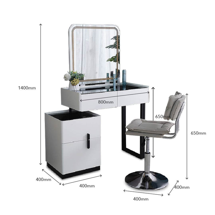 DAIENE LED Mirror Dresser with Chair