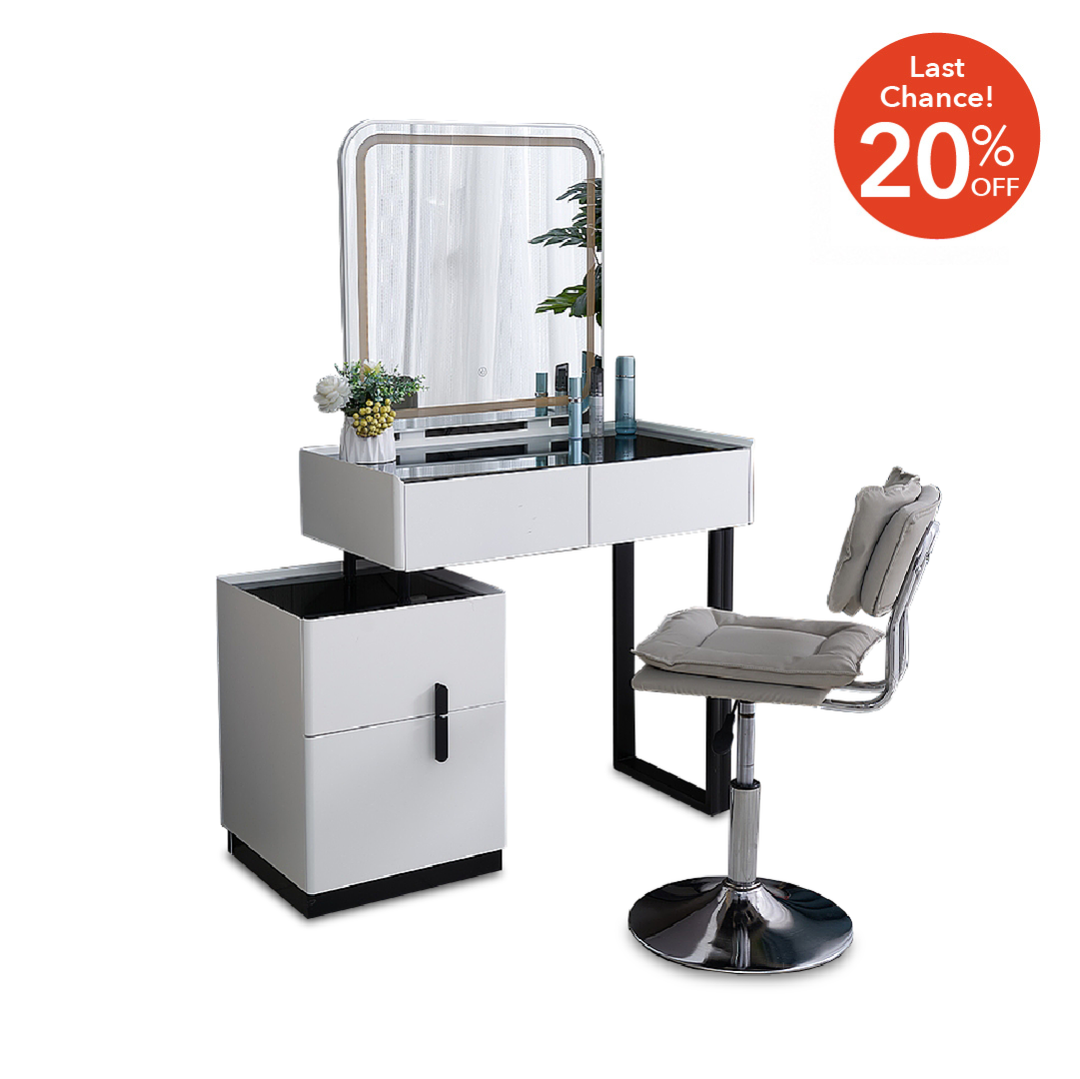 DAIENE LED Mirror Dresser with Chair