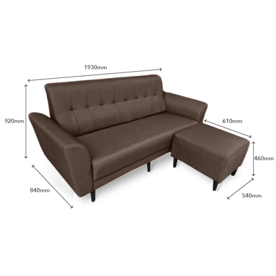 DAVE 3 Seater Sofa with Stool
