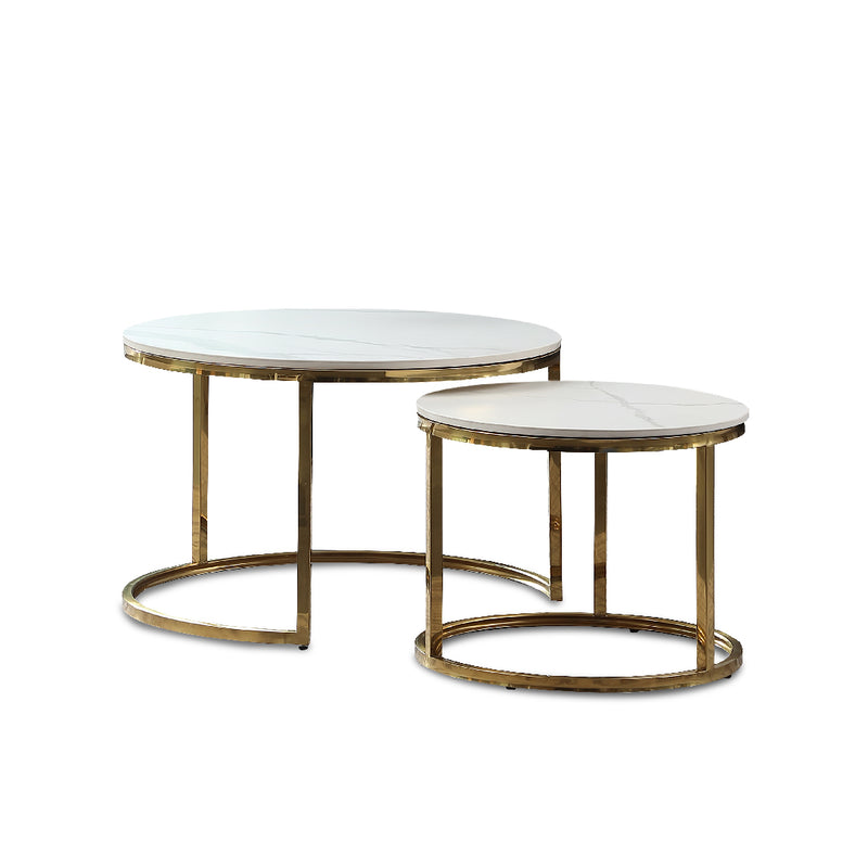 DITTI Ceramic Coffee Table Set Gold