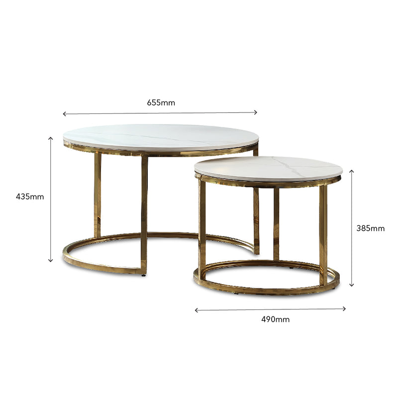DITTI Ceramic Coffee Table Set Gold