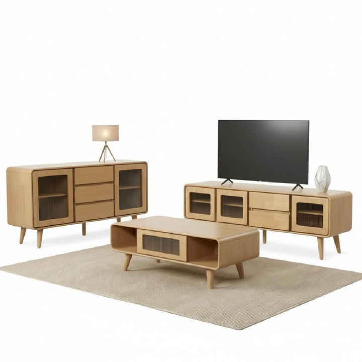 DAFF Wood TV Cabinet & Coffee Table with Sideboard