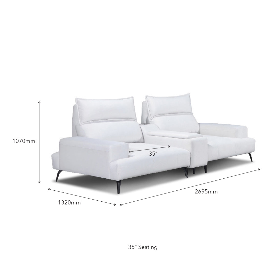 DEROIT 2 Seater Sofa with Console Table