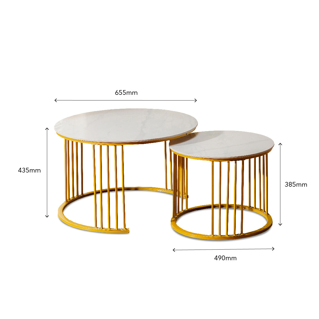 DILLEY Ceramic Coffee Table Set Gold