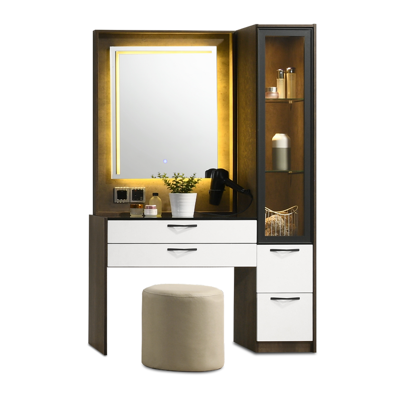 PERTH Touch Screen LED Dresser with Stool