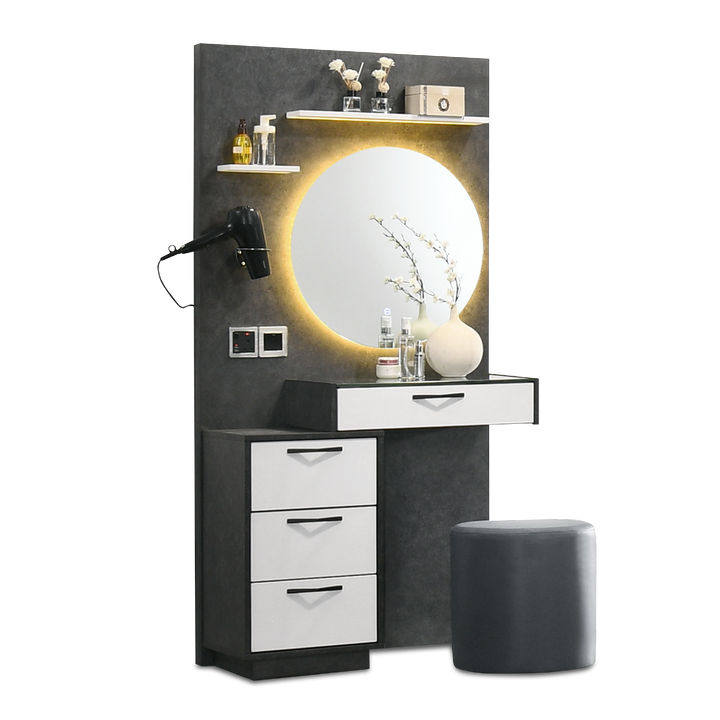 RIOVERDE Touch Screen LED Dresser with Stool